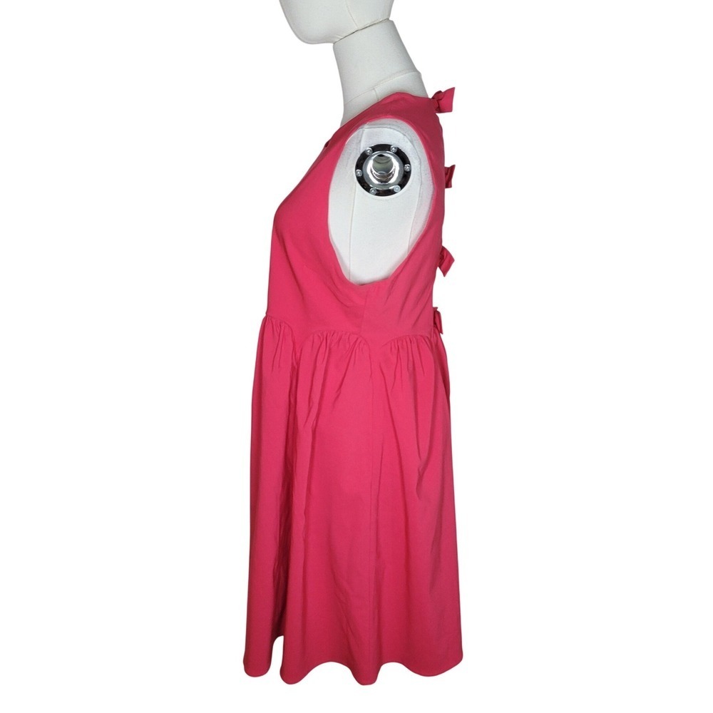 Maeve Pink Bow Back Dress Medium Valentine's Day Mini Fit Flare Chic Cottagecore - Picture 6 of 9
